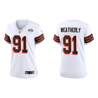 Women's Cleveland Browns Stephen Weatherly White 1946 Collection Game Jersey