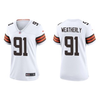Women's Cleveland Browns Stephen Weatherly White Game Jersey