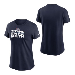Women Tennessee Titans Navy 2021 AFC South Division Champions Trophy Collection T-Shirt