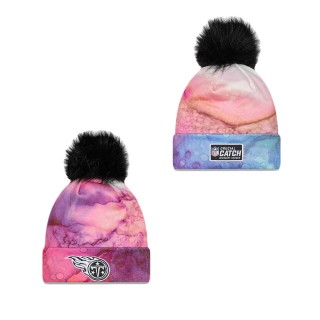Women's Tennessee Titans Pink Black 2022 NFL Crucial Catch Pom Knit Hat