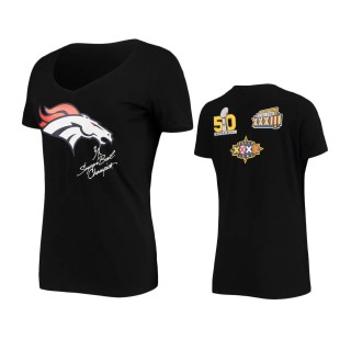 Women's Denver Broncos Black Super Bowl Commemorative V-Neck T-Shirt