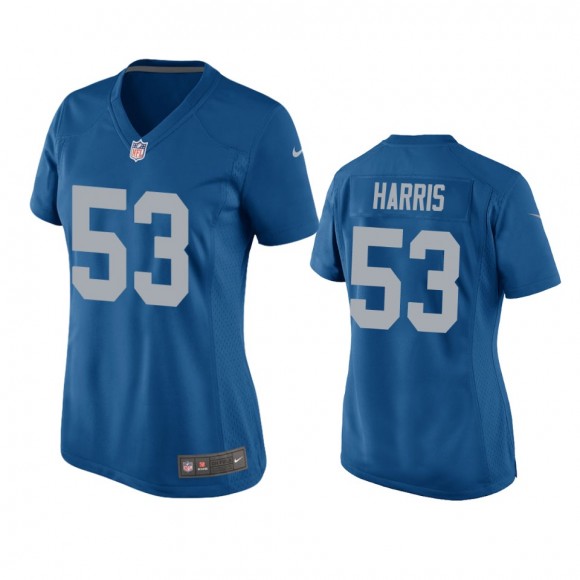 Women's Detroit Lions Charles Harris Blue Throwback Game Jersey