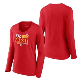Women's Kansas City Chiefs Red 2023 AFC West Division Champions Conquer Long Sleeve T-Shirt
