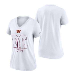 Women's Washington Commanders White Tri-Blend V-Neck T-Shirt