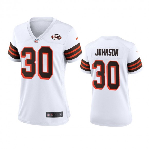 Women's Cleveland Browns D'Ernest Johnson White 1946 Collection Alternate Game Jersey