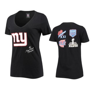 Women's New York Giants Black Super Bowl Commemorative V-Neck T-Shirt