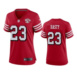 Women's San Francisco 49ers JaMycal Hasty Scarlet 75th Anniversary Jersey