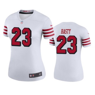 San Francisco 49ers JaMycal Hasty White Color Rush Legend Jersey - Women's
