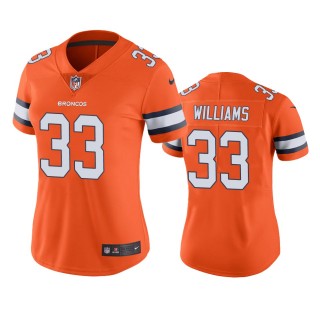 Women's Denver Broncos Javonte Williams Orange Color Rush Limited Jersey