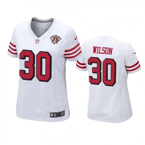 Women's San Francisco 49ers Jeff Wilson White 75th Anniversary Jersey