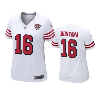 Women's San Francisco 49ers Joe Montana White 75th Anniversary Jersey