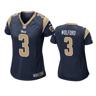 Women's Los Angeles Rams John Wolford Navy Game Jersey