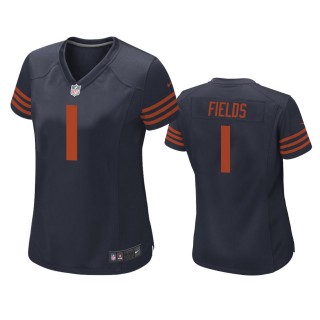 Women's Chicago Bears Justin Fields Navy Throwback Game Jersey