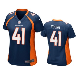 Women Broncos Kenny Young Navy Game Jersey