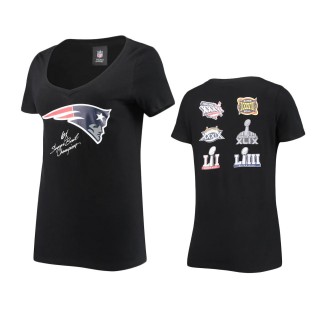 Women's New England Patriots Black Super Bowl Commemorative V-Neck T-Shirt