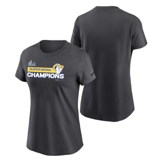 Women's Los Angeles Rams Anthracite Super Bowl LVI Champions T-Shirt