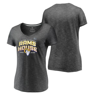 Women's Los Angeles Rams Charcoal Super Bowl LVI Champions Running Back V-Neck T-Shirt