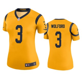 Los Angeles Rams John Wolford Gold Color Rush Legend Jersey - Women's