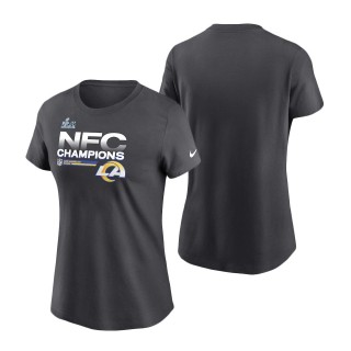Women's Los Angeles Rams Anthracite 2021 NFC Champions Locker Room Trophy Collection T-Shirt