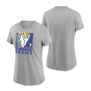 Women's Los Angeles Rams Heathered Gray 2021 NFC Champions Team Slogan T-Shirt