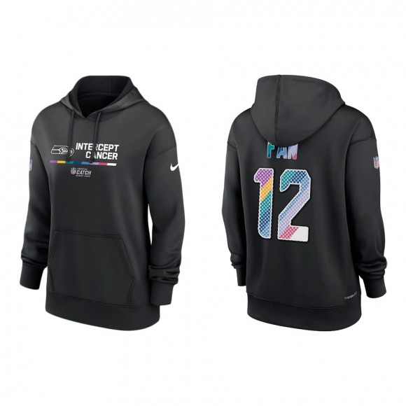 Women's 12th Fan Seattle Seahawks Black 2022 NFL Crucial Catch Therma Performance Pullover Hoodie