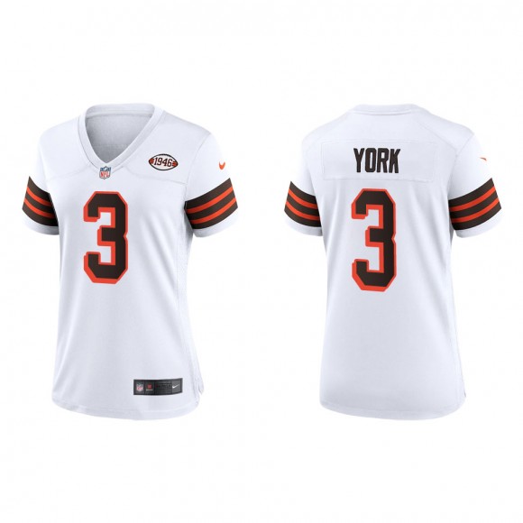 Women's Browns Cade York White 1946 Collection Game Jersey