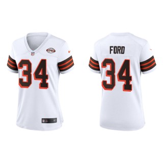 Women's Browns Jerome Ford White 1946 Collection Game Jersey
