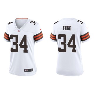Women's Browns Jerome Ford White Game Jersey
