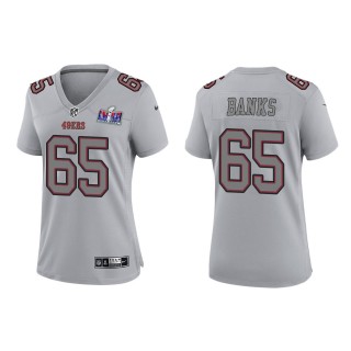 Women's 49ers Aaron Banks Gray Super Bowl LVIII Atmosphere Fashion Game Jersey