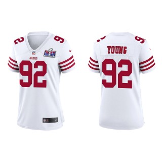 Women's 49ers Chase Young White Super Bowl LVIII Game Jersey