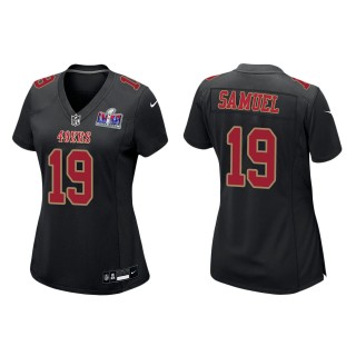 Women's 49ers Deebo Samuel Black Super Bowl LVIII Carbon Fashion Game Jersey
