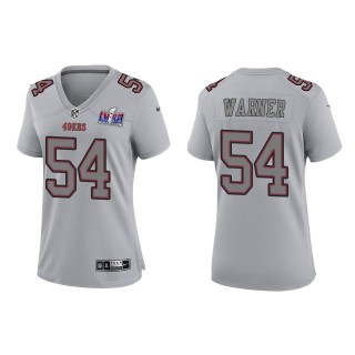 Women's 49ers Fred Warner Gray Super Bowl LVIII Atmosphere Fashion Game Jersey