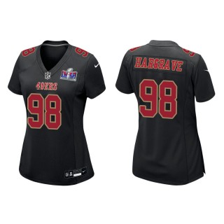 Women's 49ers Javon Hargrave Black Super Bowl LVIII Carbon Fashion Game Jersey