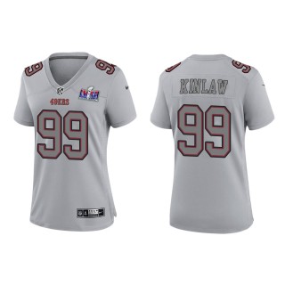 Women's 49ers Javon Kinlaw Gray Super Bowl LVIII Atmosphere Fashion Game Jersey