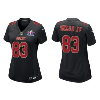 Women's 49ers Willie Snead IV Black Super Bowl LVIII Carbon Fashion Game Jersey