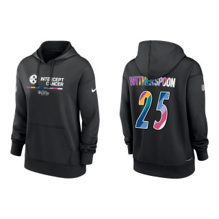 Women's Ahkello Witherspoon Pittsburgh Steelers Black 2022 NFL Crucial Catch Therma Performance Pullover Hoodie