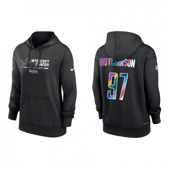 Women's Aidan Hutchinson Detroit Lions Black 2022 NFL Crucial Catch Therma Performance Pullover Hoodie