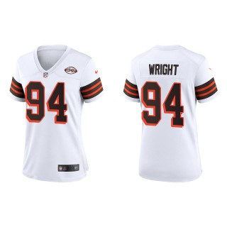 Women's Browns Alex Wright White 2022 NFL Draft 1946 Collection Game Jersey