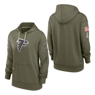 Women's Atlanta Falcons Olive 2022 Salute To Service Performance Pullover Hoodie