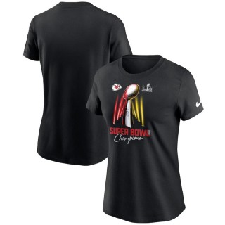 Women's Chiefs Black Super Bowl LVIII Champions Lombardi Trophy T-Shirt