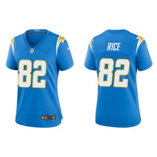 Women's Chargers Brenden Rice Powder Blue Game Jersey