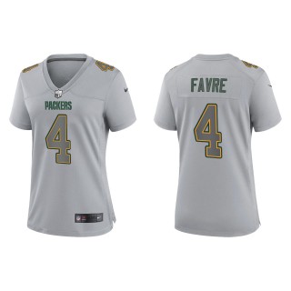 Women's Brett Favre Green Bay Packers Gray Atmosphere Fashion Game Jersey
