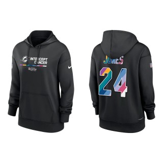 Women's Byron Jones Miami Dolphins Black 2022 NFL Crucial Catch Therma Performance Pullover Hoodie