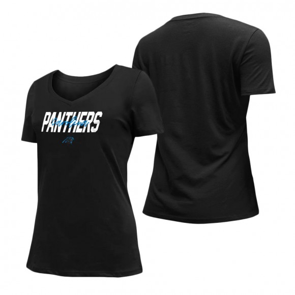 Women's Carolina Panthers Black 2022 NFL Draft V-Neck T-Shirt