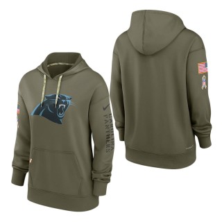Women's Carolina Panthers Olive 2022 Salute To Service Performance Pullover Hoodie