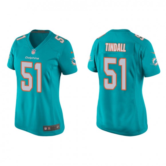 Women's Dolphins Channing Tindall Aqua 2022 NFL Draft Game Jersey