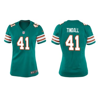 Women's Miami Dolphins Channing Tindall Aqua Throwback Game Jersey