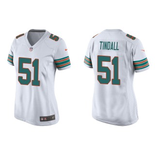 Women's Dolphins Channing Tindall White 2022 NFL Draft Throwback Game Jersey