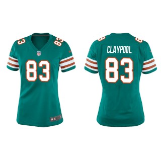 Women's Dolphins Chase Claypool Aqua Throwback Game Jersey