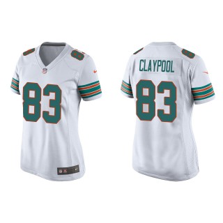 Women's Dolphins Chase Claypool White Throwback Game Jersey